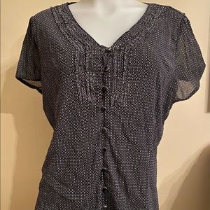 2/$24 Sheer black/white print blouse